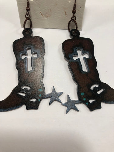 Cowboy boot earrings