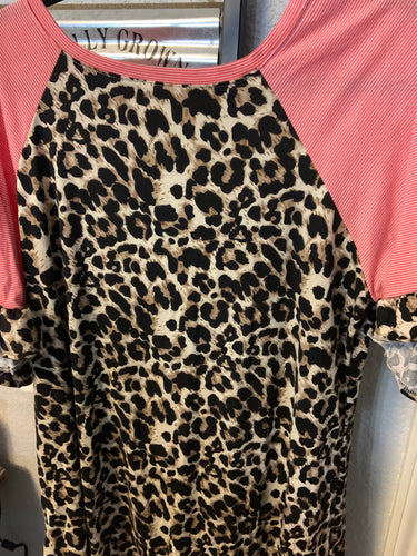 Cheetah top with stripes sleeve