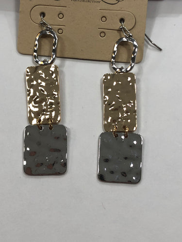 Multi metal hammered earrings
