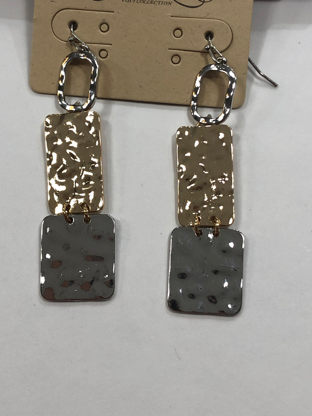 Multi metal hammered earrings