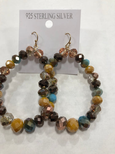 Beaded earrings mustard turquoise