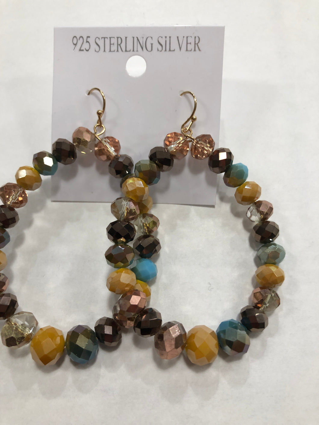 Beaded earrings mustard turquoise