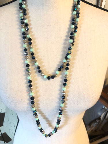 Navy/taupe/mint beads