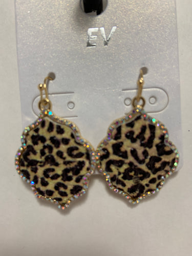 Cheetah with bling Shepherd hook earring