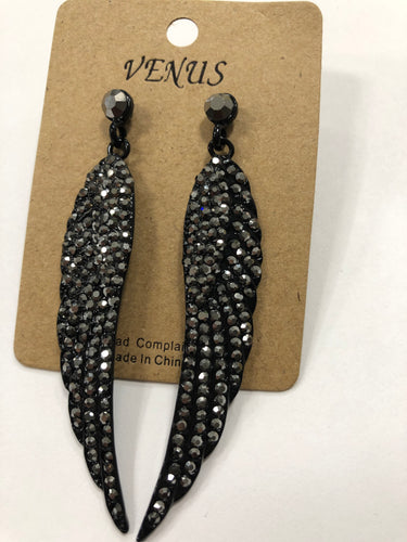 Gun metal angel wing post earrings
