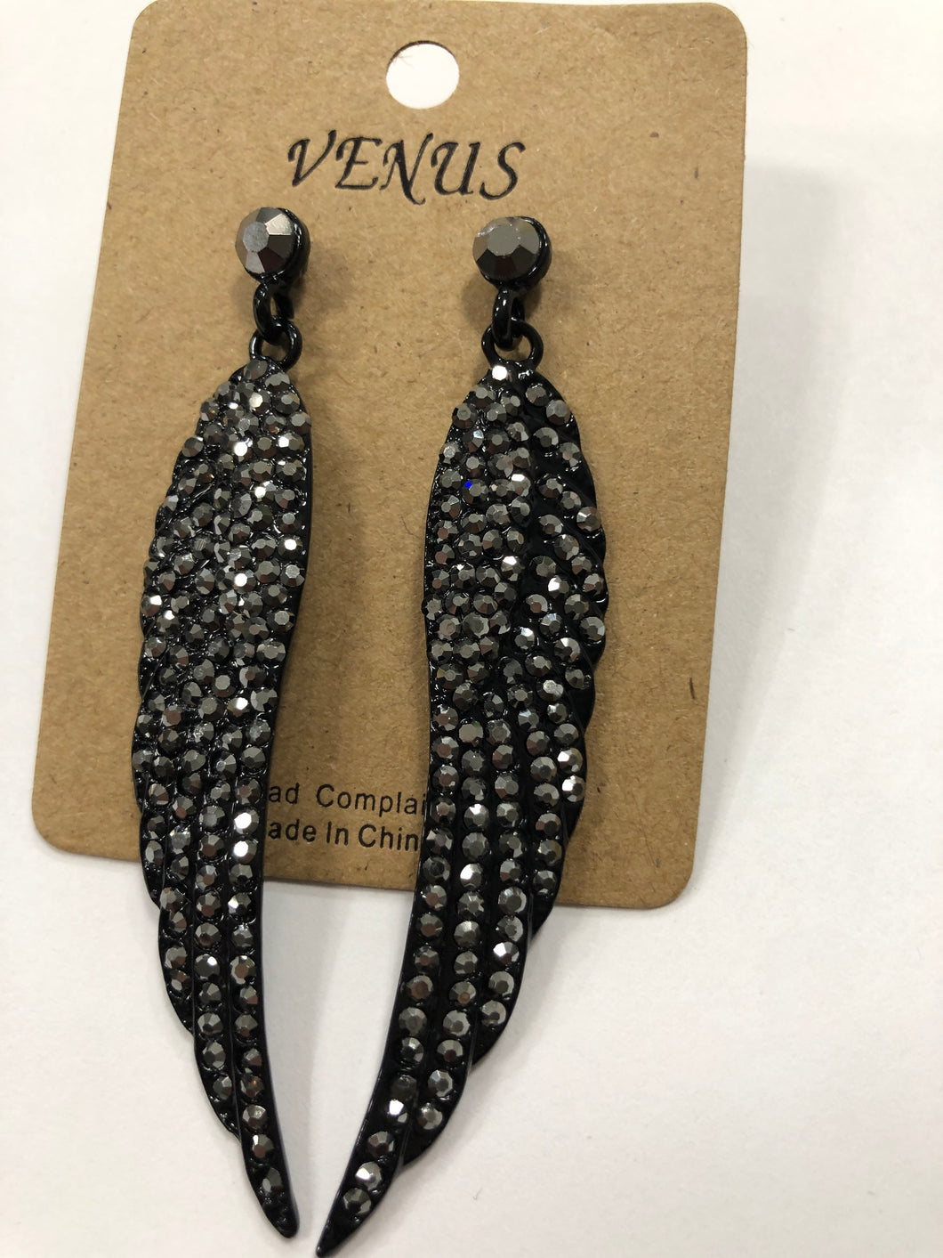 Gun metal angel wing post earrings