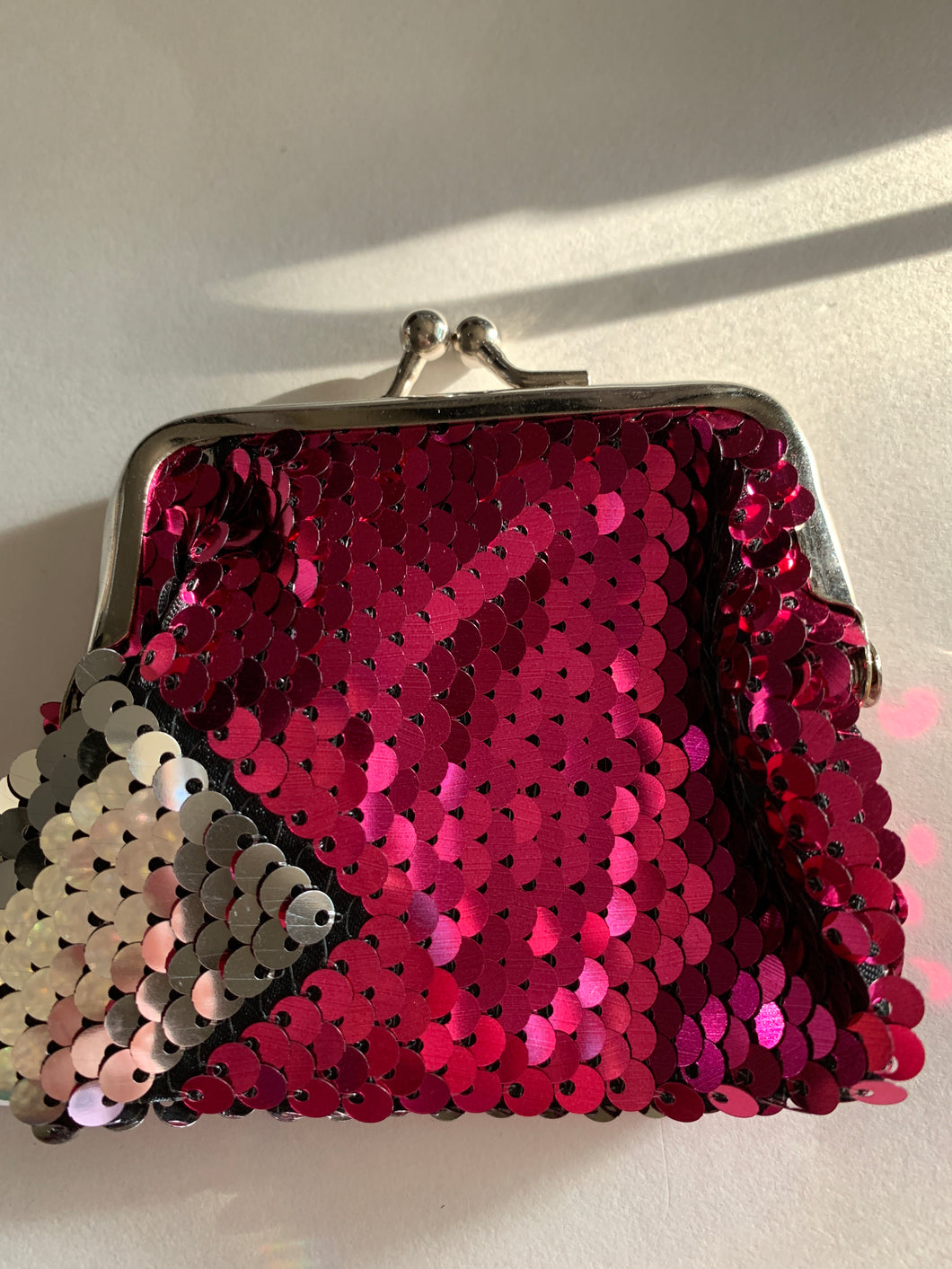 Coin purse hot pink/silver