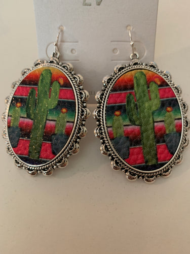 Earrings silver cactus