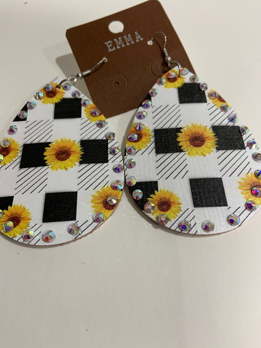 Sunflower and plaid earrings