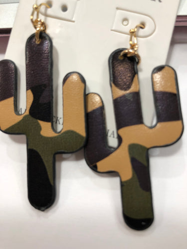 Camo cactus earrings
