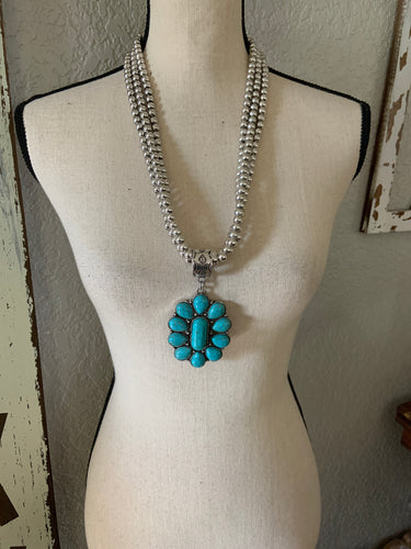 Large turquoise Concho necklace