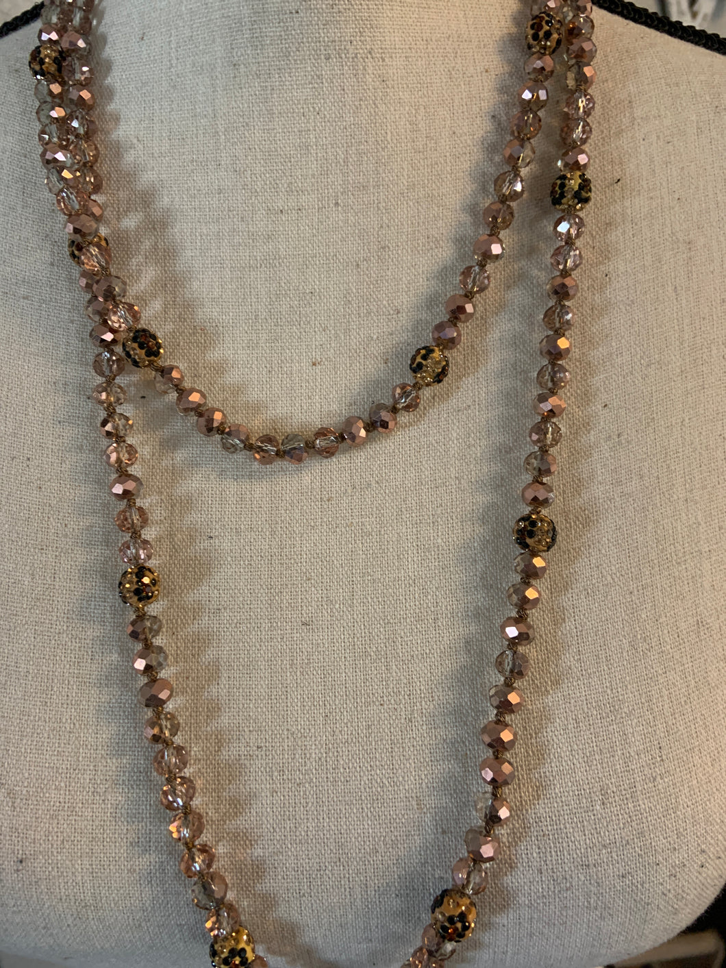 Rose gold cheetah ball beads