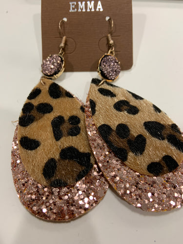 Cheetah with gold in Concho teardrop earrings