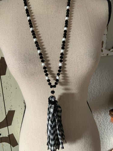 Black and white plaid tassel