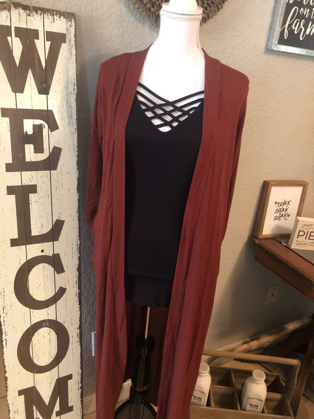 Sweater long hidden pocket rust