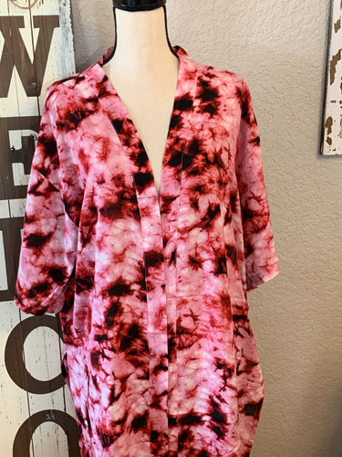 Pink tie dye kimono