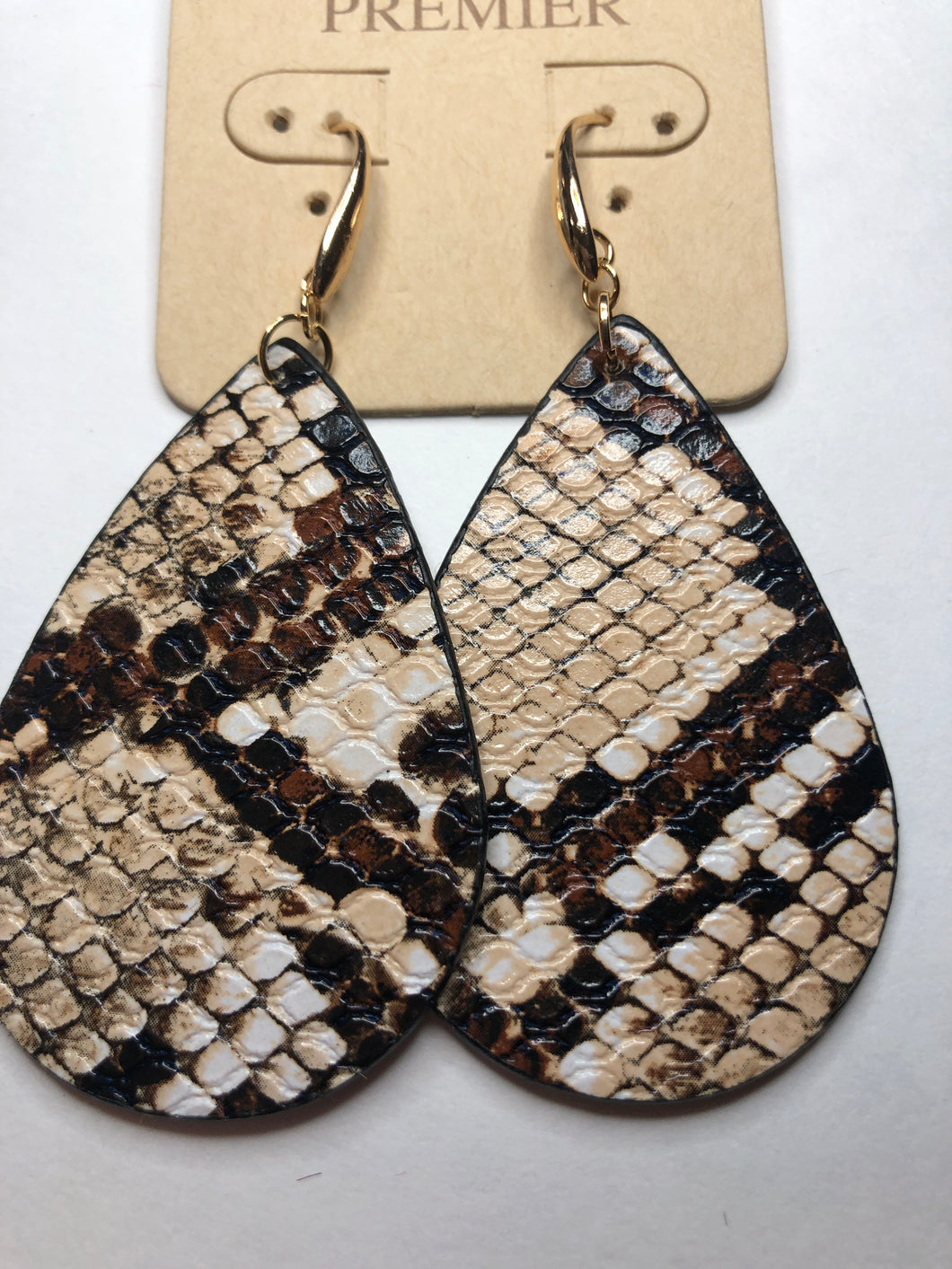 Brown python earrings