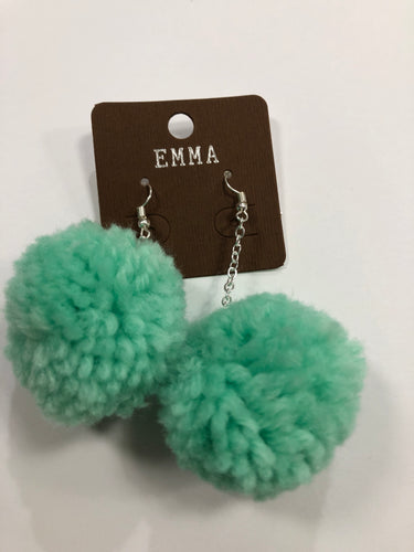 Mint Pom earrings