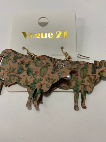 Cork cow earrings