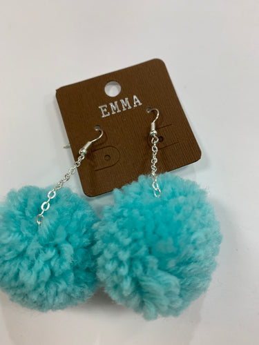 Turquoise pom earrings