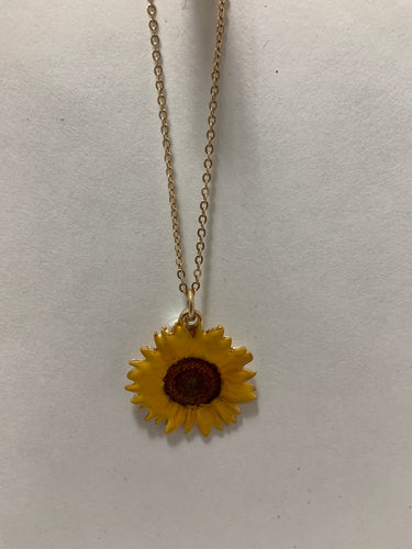 Sunflower necklace with earrings