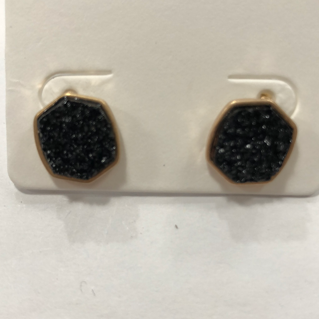 Black post stone earrings