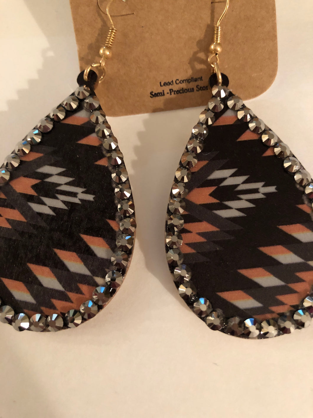 Earrings black aztec