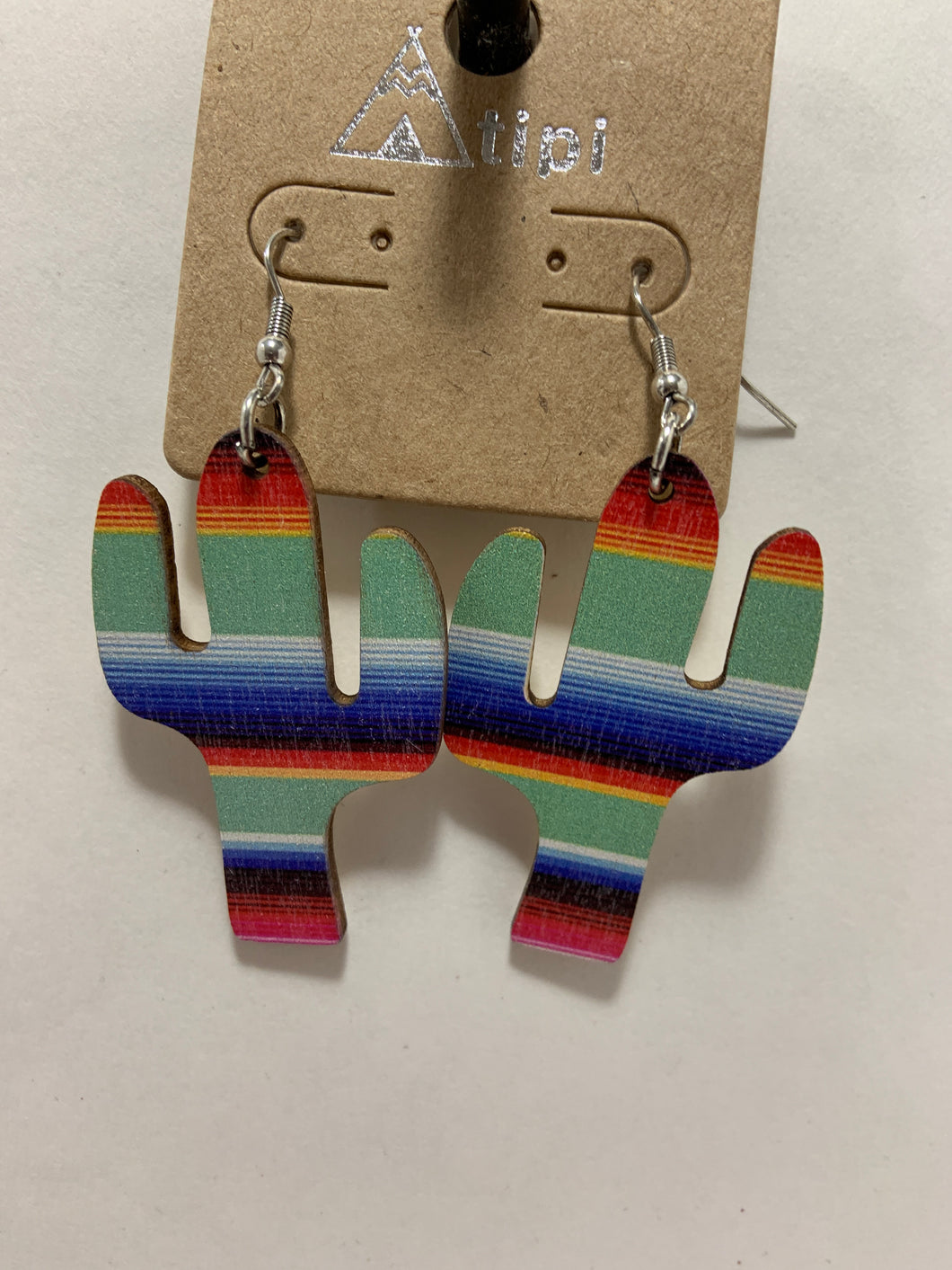 Serape cactus earrings
