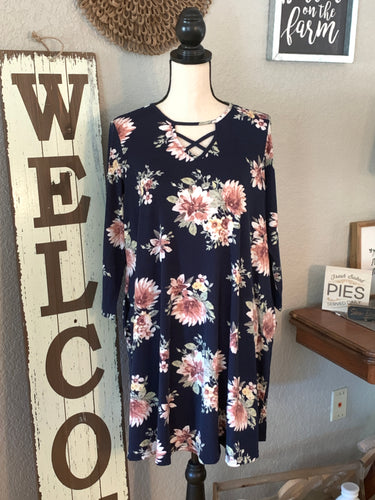 Navy crazy stretch pockets dress