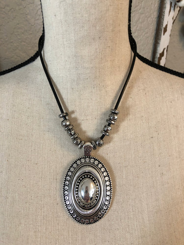 Silver concho necklace
