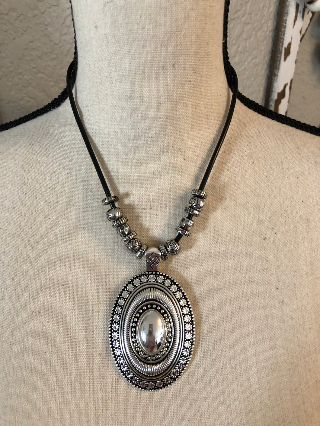 Silver concho necklace