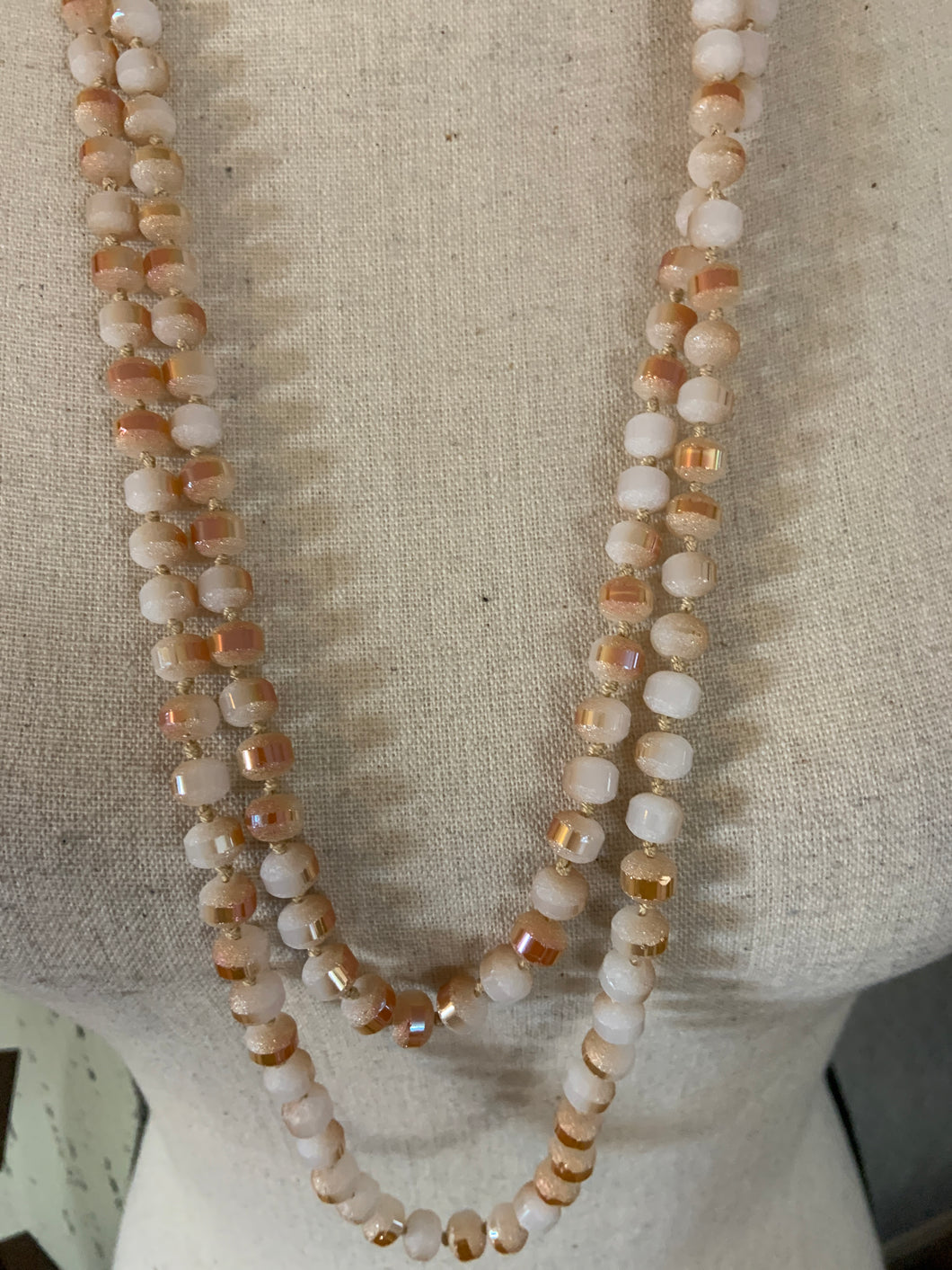 Peach and white candy cane beads 801247