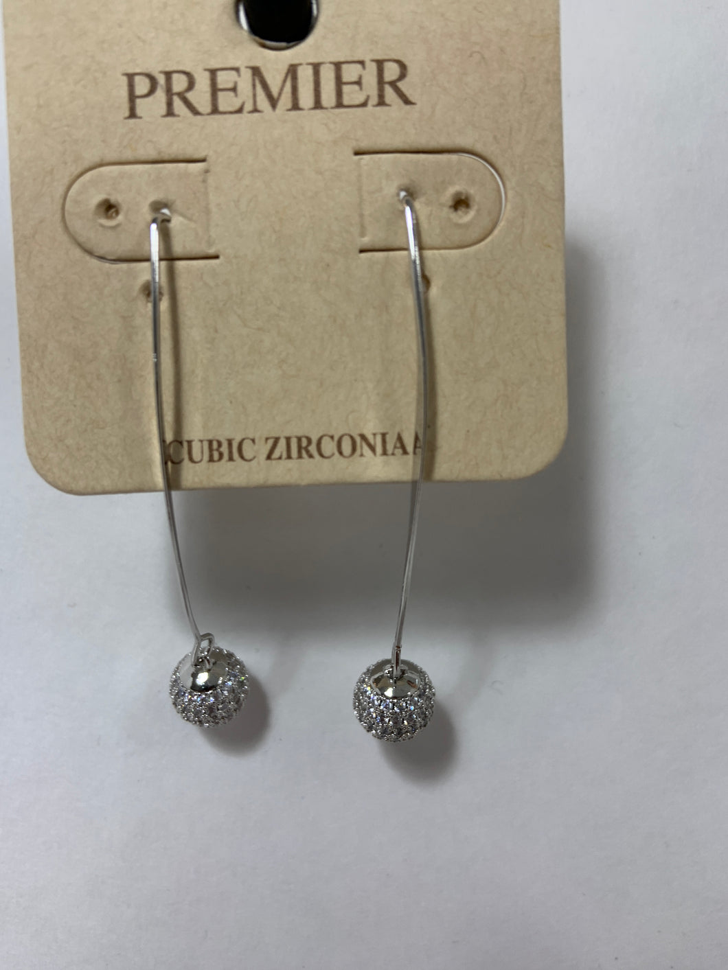 Long wire earring with silver ball