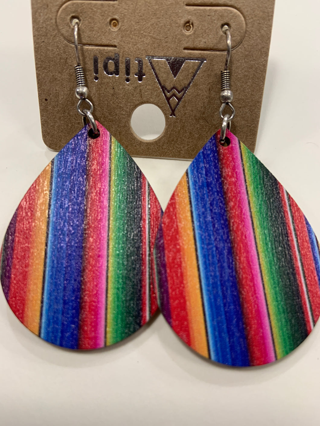 Wood serape teardrop earrings