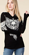 Load image into Gallery viewer, Woman’s waffle hoodie with skull
