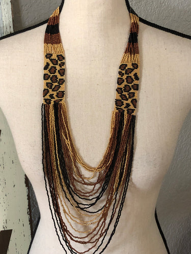 Leopard bead necklace