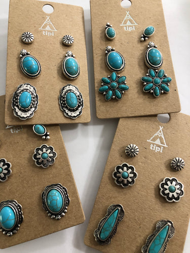Turquoise 3 pack earrings