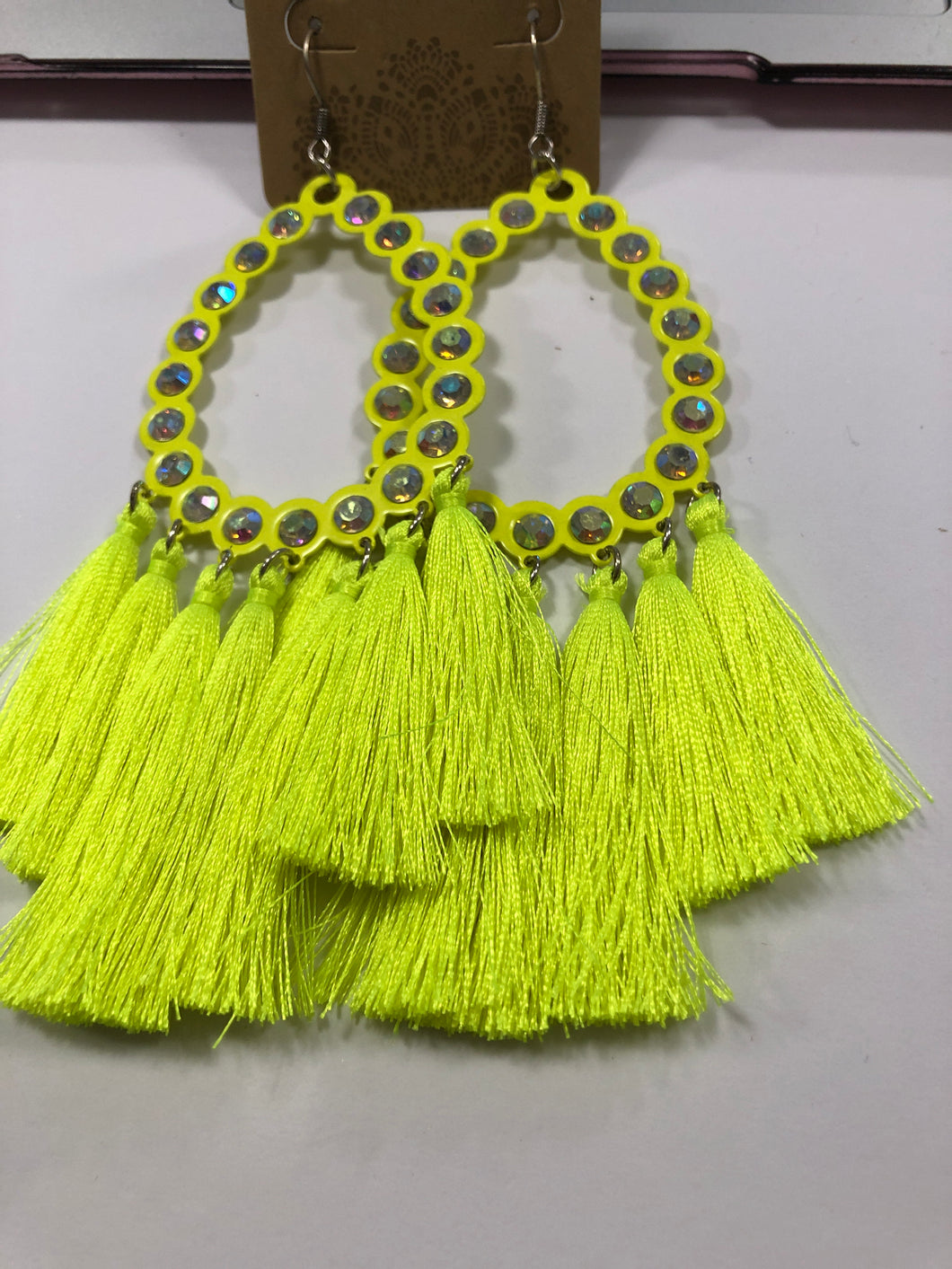 Lemon lime tassel earrings