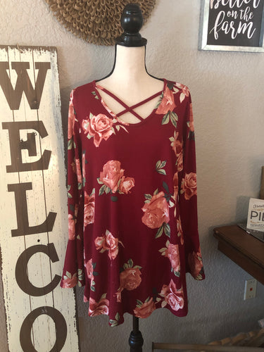 Sweater top with front crisscross