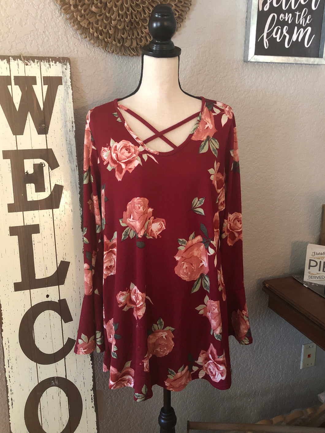 Sweater top with front crisscross