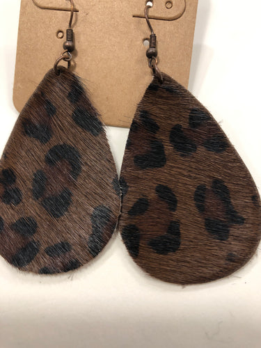 Dark brown animal print earrings