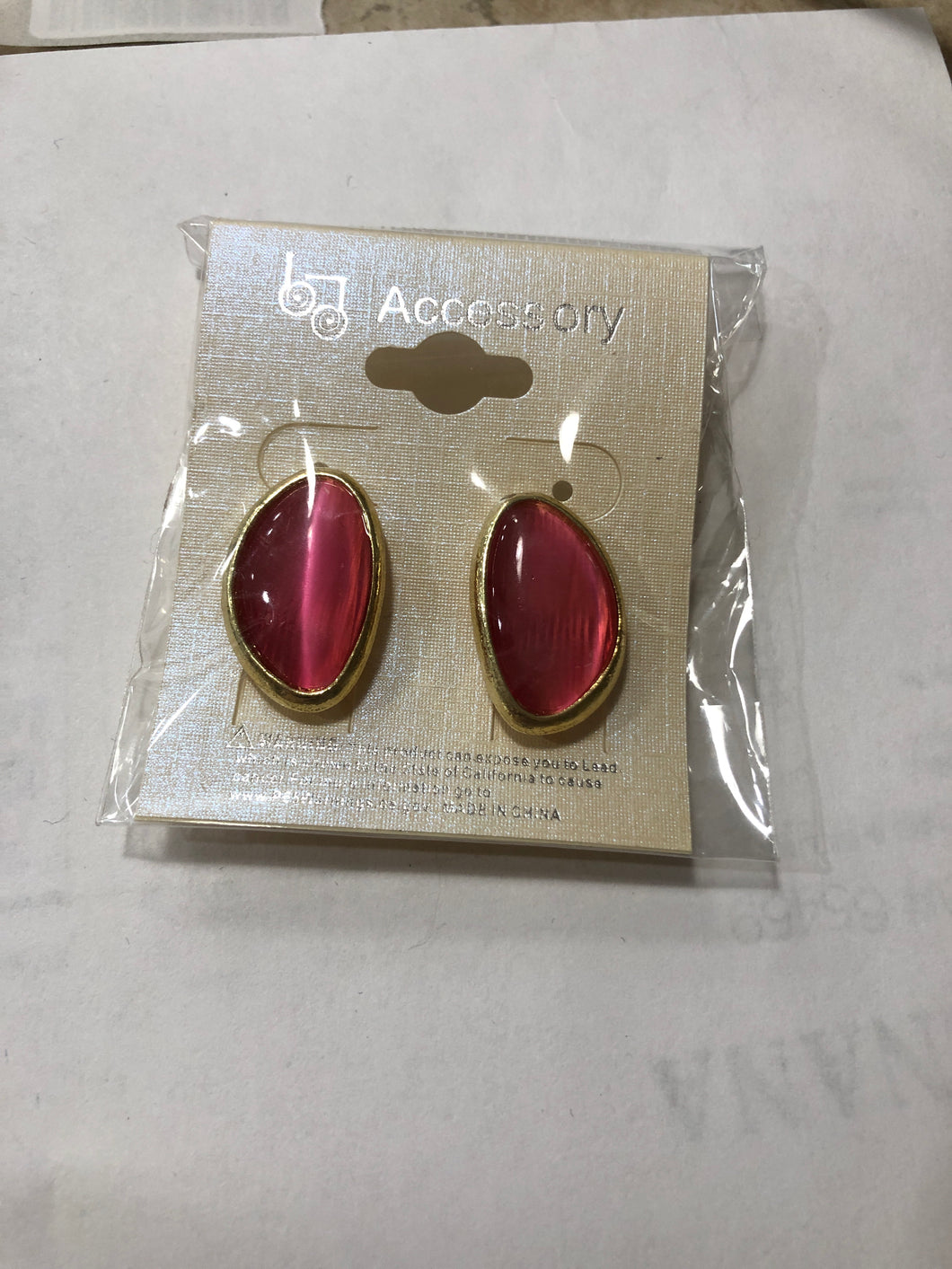 Pink and gold clip on earrings