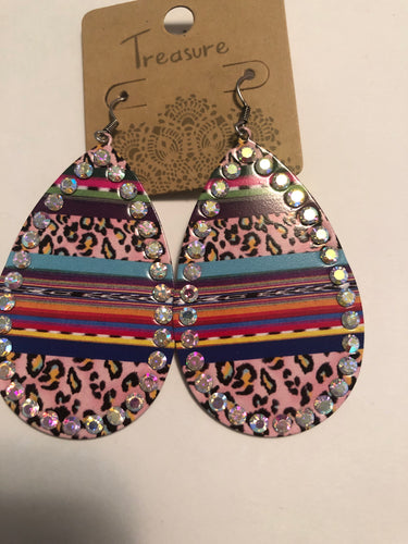 Earrings pink cheetah/ serape