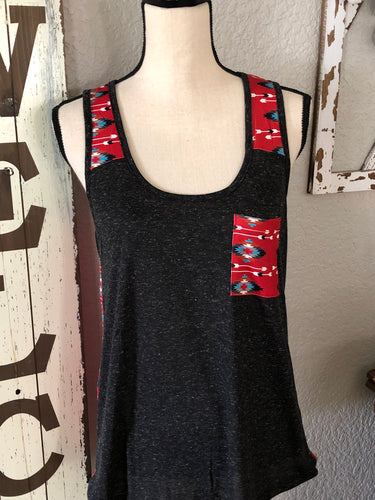 Heathered gray Aztec and arrow tank