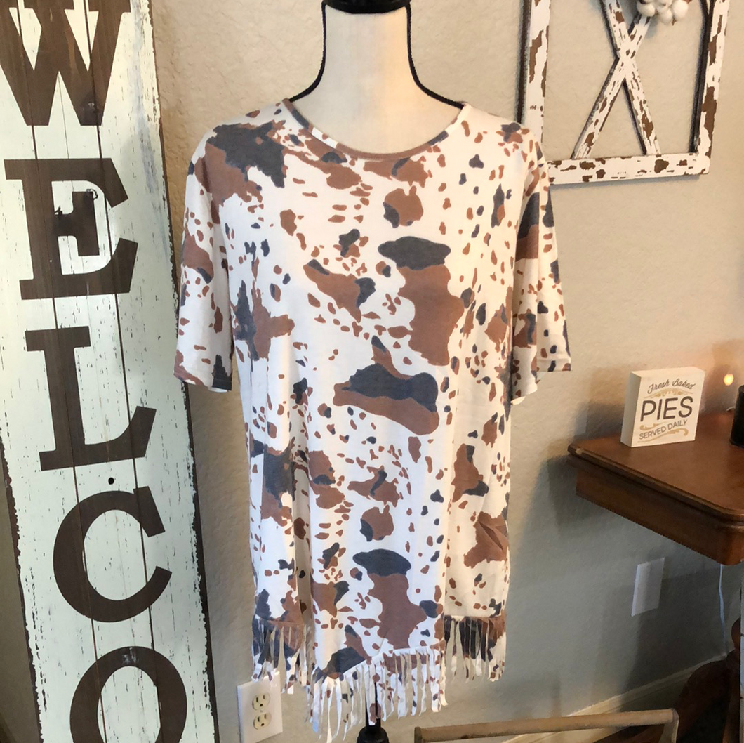 Cow print with tassel top