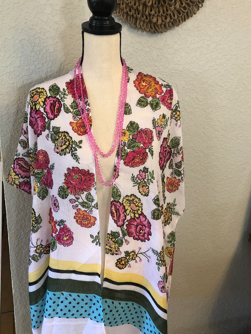 Floral kimono with border print