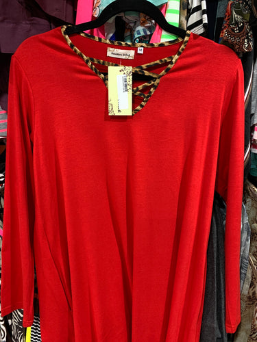 Red dress with cheetah detail