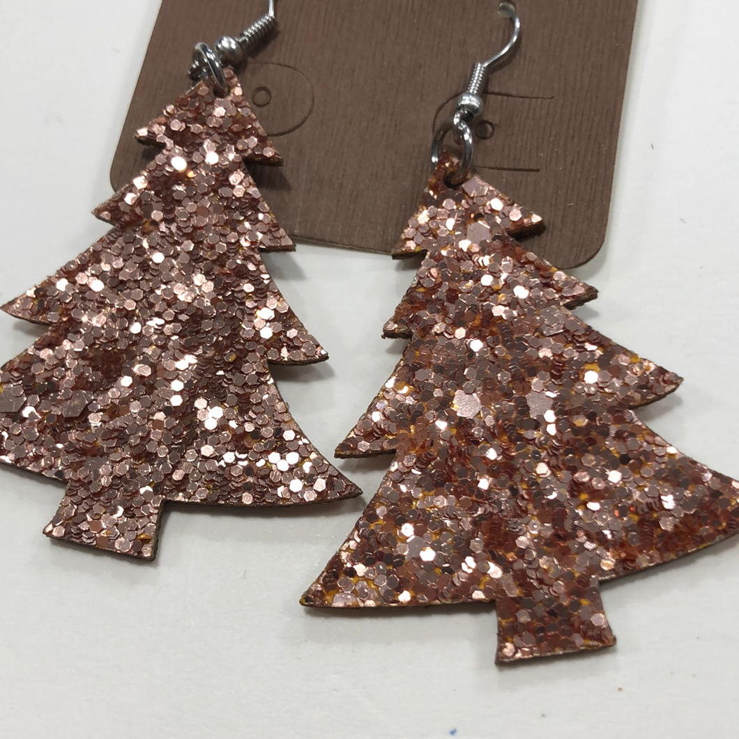 Rose gold tree earrings
