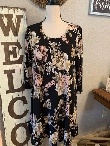 Floral tunic/dress with a ruffle hem