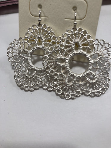 Brushed silver medallion earrings